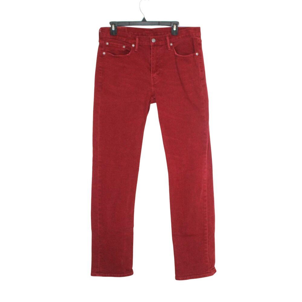 Levi's mens jeans size 33x34 514 straight leg cotton blend red mid rise 5 pocket